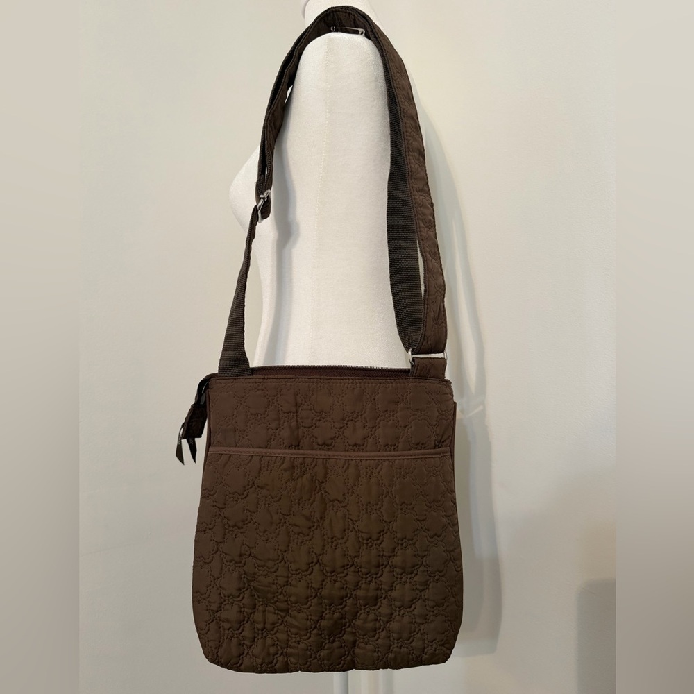 Thirty-one Brown Poppy Floral Crossbody Quilted Messenger Bag Monogram A - Picture 5 of 8